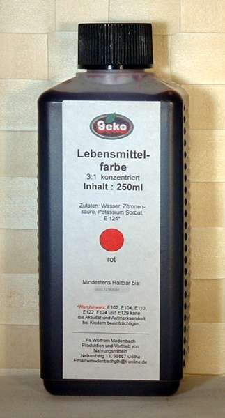 "GEKO" Lebensmittelfarbe, flüssig (rot) 250ml